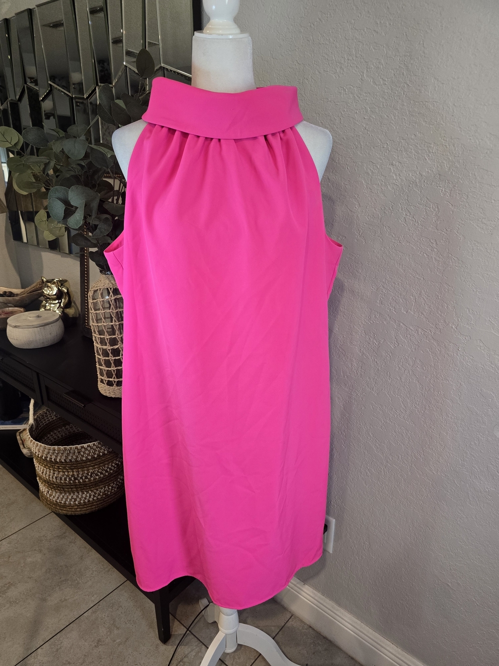 Sail to Sable Women’s Pink hydra cowl Neck Shift Dress Lined Button XL - Picture 2 of 9